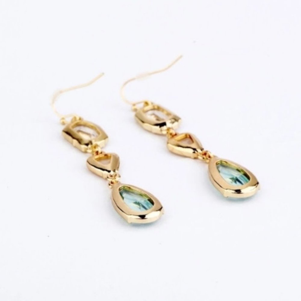 SALE! Tricolor Crystal Drop Statement Earrings - Picture 3 of 4
